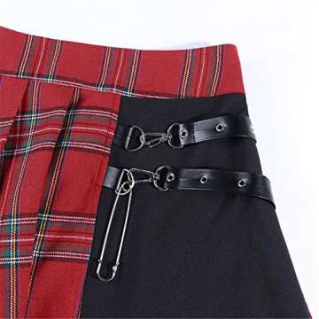 TOMETO STAR Gothic Punk Skirt in Red Plaid Design