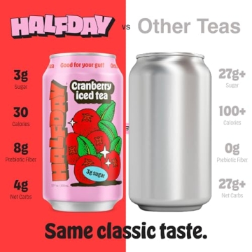 Refreshing HALFDAY Prebiotic Cranberry Iced Tea for Gut Health