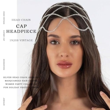 Fdesigner Rhinestone Head Chain for 1920s Themed Events