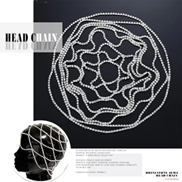Fdesigner Rhinestone Head Chain for 1920s Themed Events