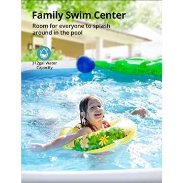 Inflatable Swimming Pool, 118" x72" x22" Family Blow up Swim Pools with Sun Shade,UV30+ Sun Shelter, Rectangular Lounging Pool for Backyard, Garden, Adults, for Age 3+