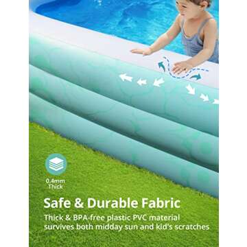 Inflatable Swimming Pool, 118" x72" x22" Family Blow up Swim Pools with Sun Shade,UV30+ Sun Shelter, Rectangular Lounging Pool for Backyard, Garden, Adults, for Age 3+
