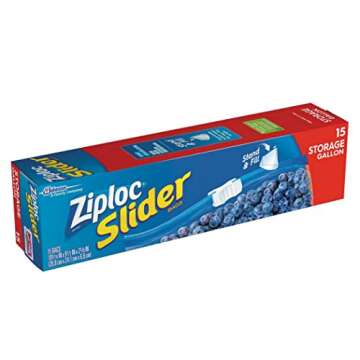 Ziploc Easy Zipper Storage Bags, Gallon Size, 15-Pack