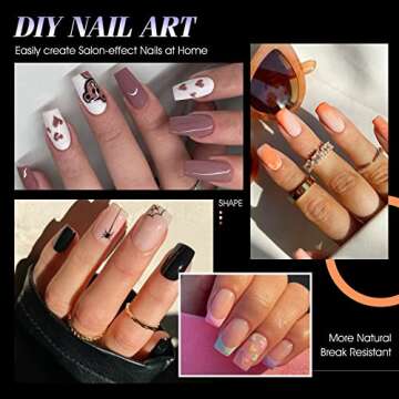 Gelike EC Short Square Soft Gel Nail Tips 300PCS 12 Sizes for Soak Off Nail Extensions, Full Cover Acrylic Nail Tips Pre-buff PMMA Gelly Tips False Press on Nails for Home Salon