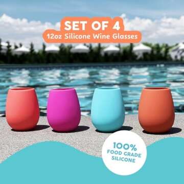 Sili Wraps Unbreakable Silicone Wine Glasses | Reusable Drinkware for Parties, Camping, Beaches, and...