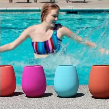 Sili Wraps Unbreakable Silicone Wine Glasses | Reusable Drinkware for Parties, Camping, Beaches, and Boats | 100% Silicone | Set of 4 | BPA-Free, Dishwasher Safe | Juicy Fruit Collection