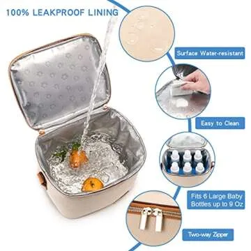 BABEYER Breastmilk Cooler Bag with Ice Pack Fits 6 Baby Bottles Up to 9 Ounce, Baby Bottle Bag with ...