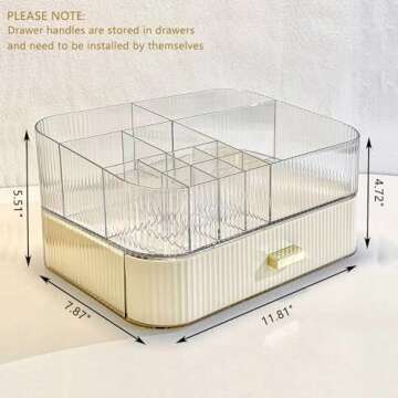 MIUOPUR Makeup Organizer with Stackable Drawers, Bathroom Vanity Organizers and Storage, Ideal for Desk and Dresser Countertops, Great for Cosmetics, skincare, Lipsticks, Nail Care -Cream