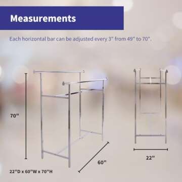 Econoco - Adjustable Double Bar Rectangular Hangrail Rack in Chrome