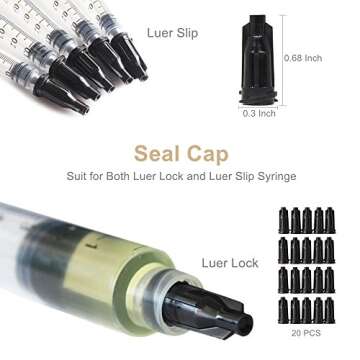 BSTEAN Syringe Blunt Tip Needles Caps Refilling and Measuring Liquids, Adhesives, Oil or Glue Applicator (1ml, 3ml, 5ml, 10ml, 20ml)