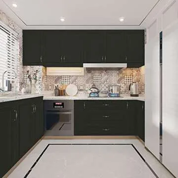 Yancorp 16"x 120" Matte Black Contact Paper for Cabinets and Drawers Peel and Stick Wallpaper Modern Removable Self-Adhesive Wallpaper for Countertops Bathroom Kitchen Vinyl Wrap (16"x120", Black)