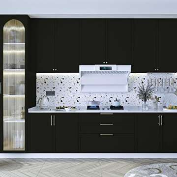 Yancorp 16"x 120" Matte Black Contact Paper for Cabinets and Drawers Peel and Stick Wallpaper Modern Removable Self-Adhesive Wallpaper for Countertops Bathroom Kitchen Vinyl Wrap (16"x120", Black)