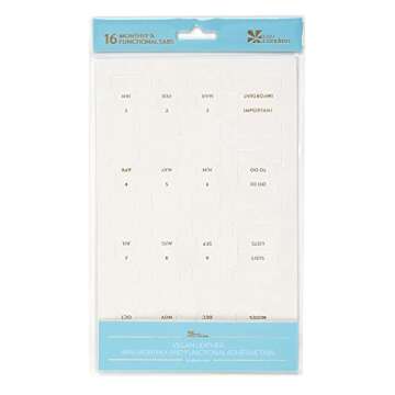 Vegan Leather Gold Foil Mini 12 Month Adhesive Tabs + 4 Extra for Folders, Pages. Organize your files, books and Agenda's with these Sticky January Through December File Tabs - Erin Condren