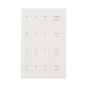 Vegan Leather Gold Foil Mini 12 Month Adhesive Tabs + 4 Extra for Folders, Pages. Organize your files, books and Agenda's with these Sticky January Through December File Tabs - Erin Condren