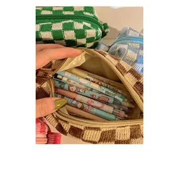 XPONNI Small Cosmetic Bag Cute Makeup Bag Y2k Accessories Aesthetic Make Up Bag Y2k Purse Cosmetic Bag for Purse (Brown)