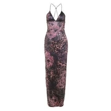 IDEWO Butterfly Open Back Maxi Dress for Parties