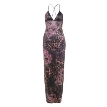 IDEWO Butterfly Open Back Maxi Dress for Parties
