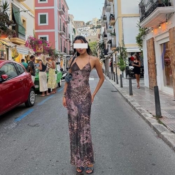 IDEWO Butterfly Open Back Maxi Dress for Parties