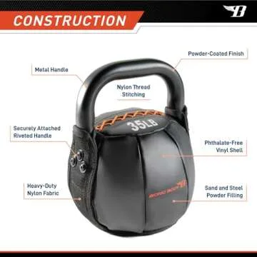 Bionic Body by Marcy Soft Kettlebell with Handle for Weightlifting, Conditioning, Strength and core Training 35lb BBKB-35