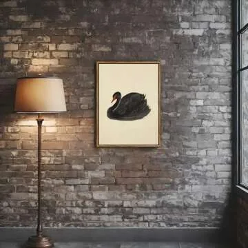 Palette Dreams Black Swan Wall Art Vintage Canvas Wall Decor Framed Christmas Gifts Farmhouse Animal Classical Aesthetic Home Decorations for Living Room Bedroom Office 12x16 inches