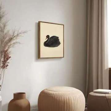 Palette Dreams Black Swan Wall Art Vintage Canvas Wall Decor Framed Christmas Gifts Farmhouse Animal Classical Aesthetic Home Decorations for Living Room Bedroom Office 12x16 inches
