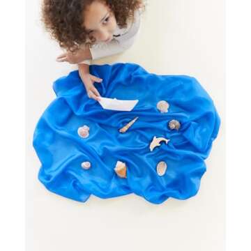 Sarah's Silks Royal Blue Playsilk - 100% Silk, Waldorf Toys, Bright Colored Play Scarves for Toddlers to use for Pretend Play | Montessori Toy for Kids