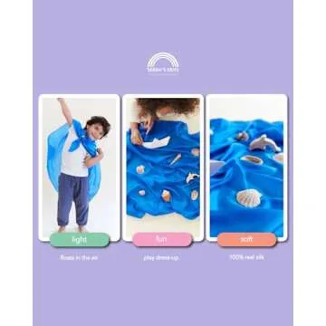 Sarah's Silks Royal Blue Playsilk - 100% Silk, Waldorf Toys, Bright Colored Play Scarves for Toddlers to use for Pretend Play | Montessori Toy for Kids
