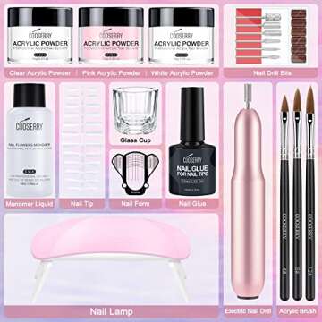 Cooserry Acrylic Nail Kit with Drill and UV Light