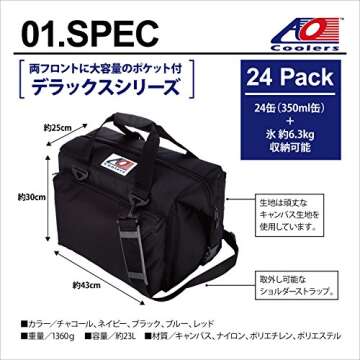 AO Coolers Traveler Original Soft Cooler with High-Density Insulation, Black, 24-Can