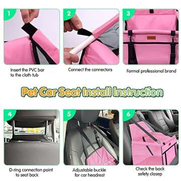 SWIHELP Pet Car Booster Seat Travel Carrier Cage, Oxford Breathable Folding Soft Washable Travel Bags for Dogs Cats or Other Small Pet