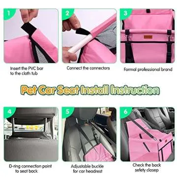 SWIHELP Pet Car Booster Seat Travel Carrier Cage, Oxford Breathable Folding Soft Washable Travel Bags for Dogs Cats or Other Small Pet