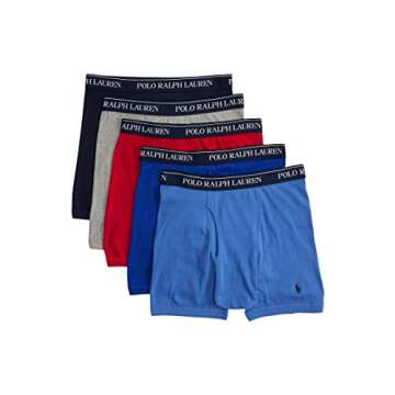 POLO RALPH LAUREN P5 Classic Fit Cotton Boxer Briefs Andover Heather/Aerial Blue/Rugby Royal Rl2000 Red/Cruise Navy XL