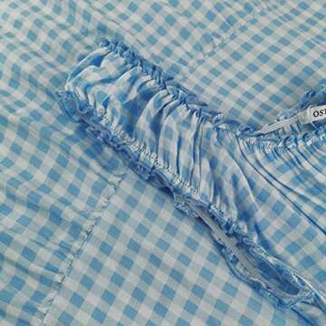 OSTOO Women's 2024 Summer Boho Floral Print Tiered Casual Flowy Long Maxi Dress(Blue Plaid,M)