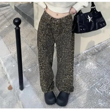 Trendy Unisex Leopard Print Baggy Jeans for All