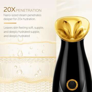 Colorfarm Facial Steamer Nano Ionic: Face Steamer Deep Cleaning Unclogs Pores - Humidifier Hot Mist Home Sauna Spa for Women Men Sinuses Moisturizing