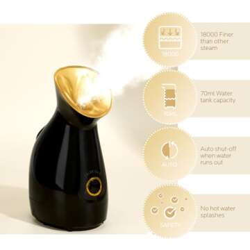 Colorfarm Facial Steamer Nano Ionic: Face Steamer Deep Cleaning Unclogs Pores - Humidifier Hot Mist Home Sauna Spa for Women Men Sinuses Moisturizing