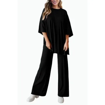 PRETTYGARDEN Women's Chic Casual Lounge Set in Black