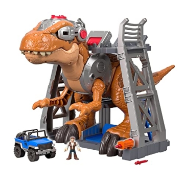 Fisher-Price Imaginext Jurassic World T. rex with Lights & Owen Grady Figure - Interactive Toy for P...