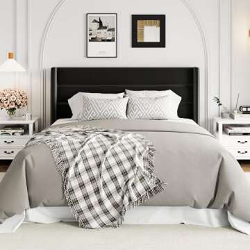 Allewie Queen Size Velvet Lift Up Storage Bed, Modern Wingback Headboard, Hydraulic Support, No Box Spring Needed, Black