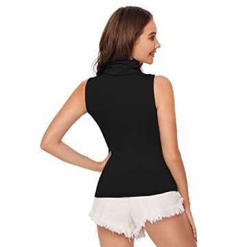 Verdusa Women's Stylish Sleeveless High Turtleneck Tank Top in Black XS