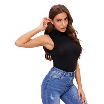 Shop Verdusa Women's Soft Turtleneck Tank Top in Black