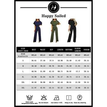 Women’s Casual Belted Wide Leg Short Sleeve Jumpsuit