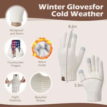 Warmiehomy Women’s Winter Hat Scarf Touchscreen Gloves Set