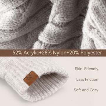 Warmiehomy Women’s Winter Hat Scarf Touchscreen Gloves Set