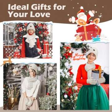 Warmiehomy Women’s Winter Hat Scarf Touchscreen Gloves Set