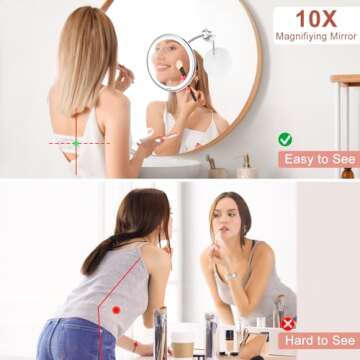 KEDSUM Lighted Makeup Mirror with 10X Magnification and Lights