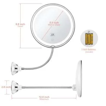 KEDSUM Lighted Makeup Mirror with 10X Magnification and Lights