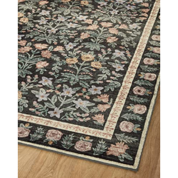 Loloi Rifle Paper Co. x Eden Collection EDE-02 Mughal Garden Black 2'-6" x 7'-6" Runner Rug