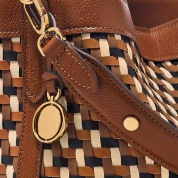 Fossil Jessie Bucket Shoulder Bag, Neutral Woven Large