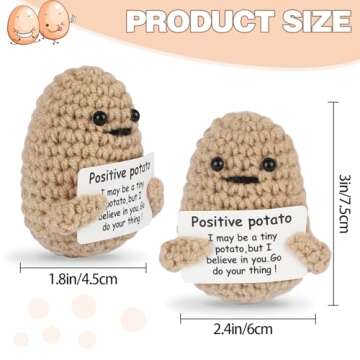 JELUTAR Mini Funny Positive Potato, 3 inch Knitted Doll with Positive Card for Cheer Up Gifts and Party Decorations, Cute Positive Potato Crochet Doll for Birthday Gifts (Positive Potato)